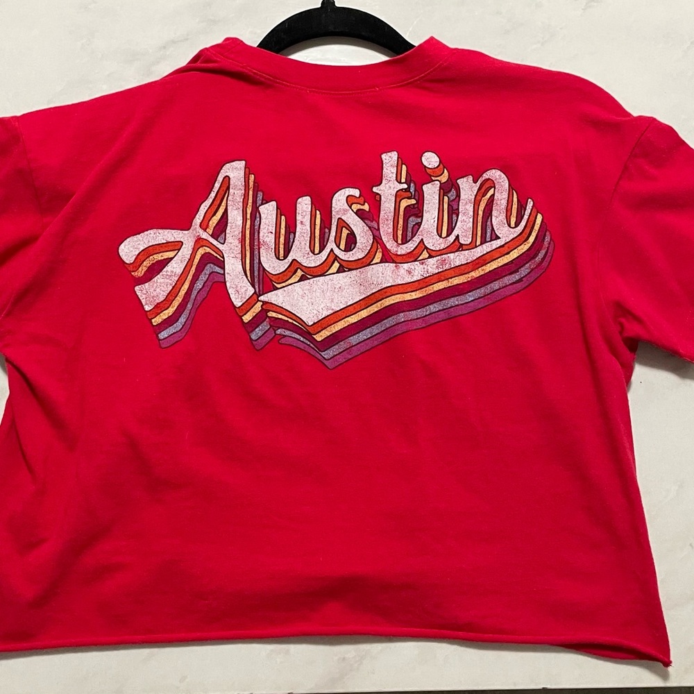 Austin, TX. Red crop top t-shirt